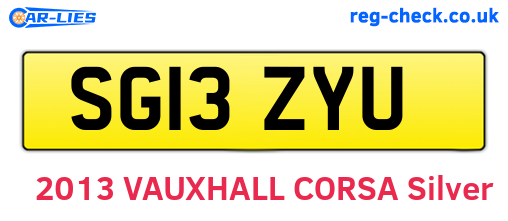 SG13ZYU are the vehicle registration plates.