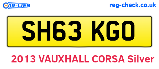 SH63KGO are the vehicle registration plates.