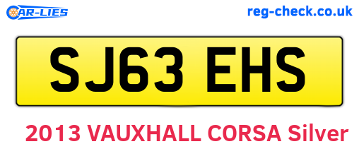 SJ63EHS are the vehicle registration plates.