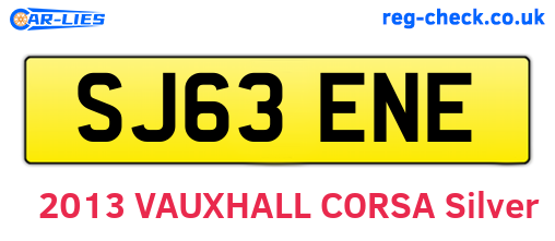 SJ63ENE are the vehicle registration plates.