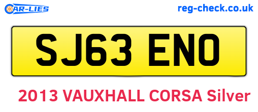 SJ63ENO are the vehicle registration plates.