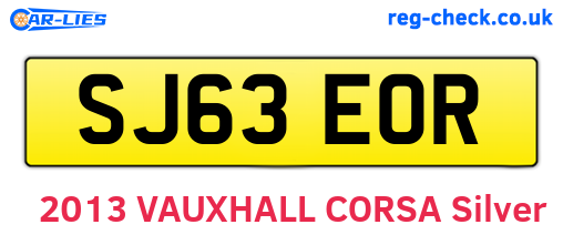SJ63EOR are the vehicle registration plates.