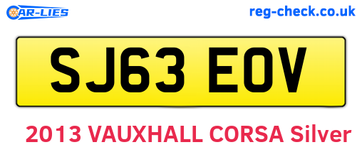 SJ63EOV are the vehicle registration plates.