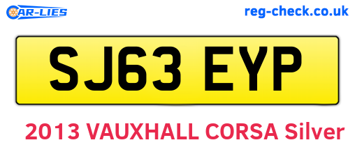SJ63EYP are the vehicle registration plates.