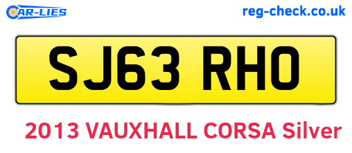 SJ63RHO are the vehicle registration plates.