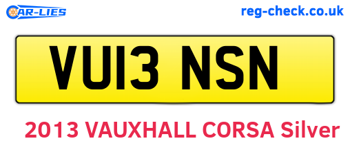 VU13NSN are the vehicle registration plates.