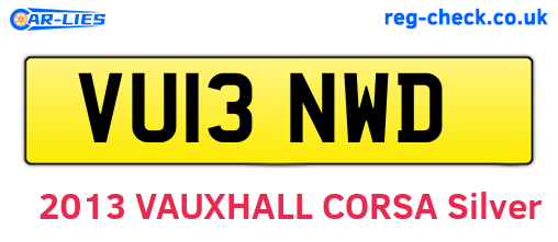 VU13NWD are the vehicle registration plates.