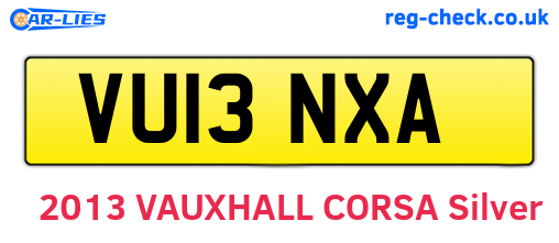 VU13NXA are the vehicle registration plates.