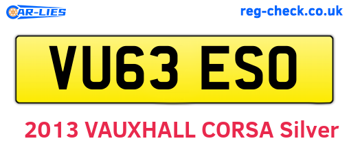 VU63ESO are the vehicle registration plates.