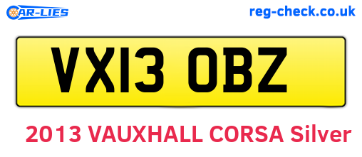 VX13OBZ are the vehicle registration plates.
