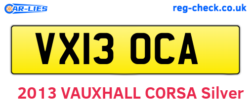 VX13OCA are the vehicle registration plates.