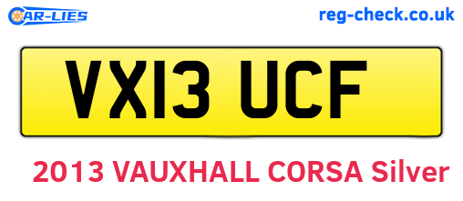 VX13UCF are the vehicle registration plates.