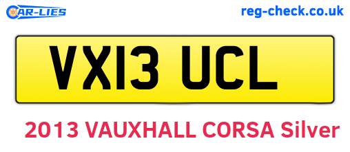 VX13UCL are the vehicle registration plates.