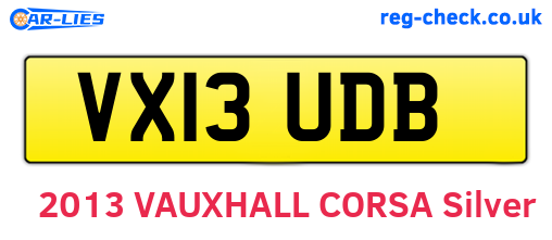 VX13UDB are the vehicle registration plates.