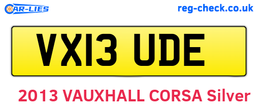 VX13UDE are the vehicle registration plates.