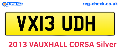 VX13UDH are the vehicle registration plates.