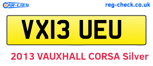 VX13UEU are the vehicle registration plates.