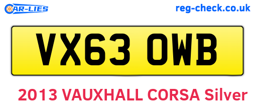 VX63OWB are the vehicle registration plates.