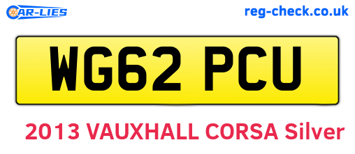 WG62PCU are the vehicle registration plates.