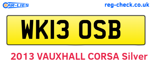 WK13OSB are the vehicle registration plates.