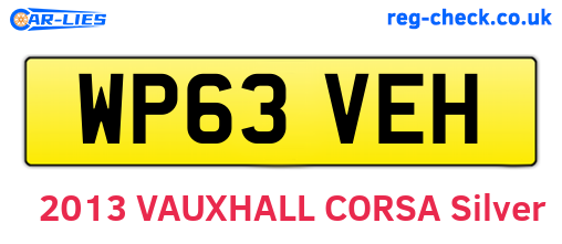WP63VEH are the vehicle registration plates.