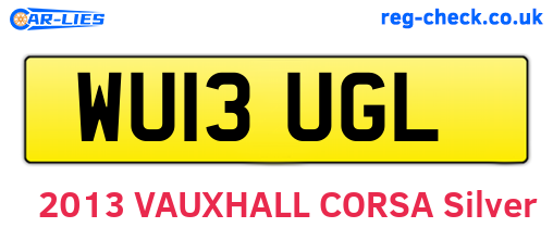 WU13UGL are the vehicle registration plates.