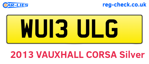 WU13ULG are the vehicle registration plates.