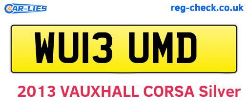 WU13UMD are the vehicle registration plates.