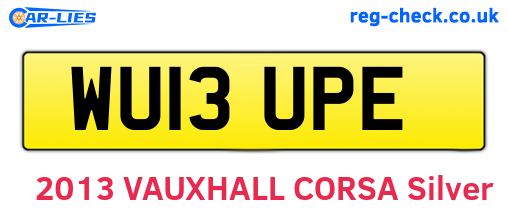 WU13UPE are the vehicle registration plates.