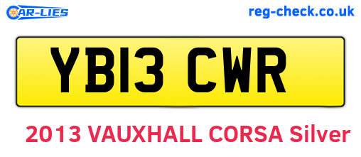 YB13CWR are the vehicle registration plates.