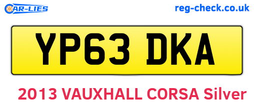 YP63DKA are the vehicle registration plates.