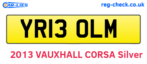YR13OLM are the vehicle registration plates.