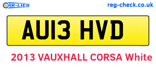AU13HVD are the vehicle registration plates.