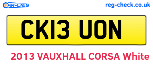 CK13UON are the vehicle registration plates.