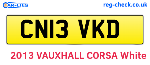 CN13VKD are the vehicle registration plates.