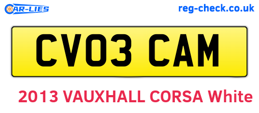 CV03CAM are the vehicle registration plates.