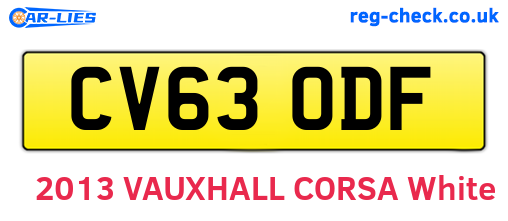 CV63ODF are the vehicle registration plates.