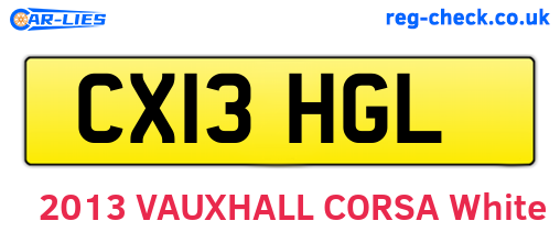 CX13HGL are the vehicle registration plates.