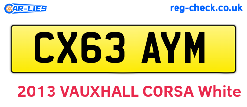 CX63AYM are the vehicle registration plates.