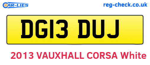 DG13DUJ are the vehicle registration plates.