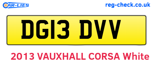 DG13DVV are the vehicle registration plates.