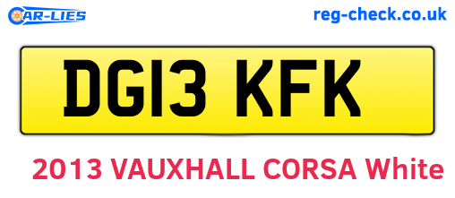 DG13KFK are the vehicle registration plates.