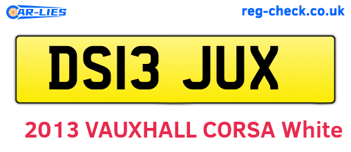 DS13JUX are the vehicle registration plates.