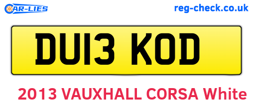 DU13KOD are the vehicle registration plates.