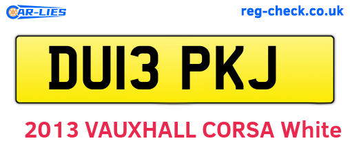 DU13PKJ are the vehicle registration plates.
