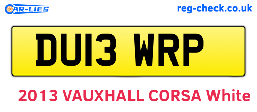 DU13WRP are the vehicle registration plates.