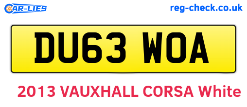 DU63WOA are the vehicle registration plates.