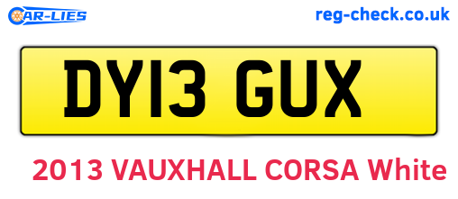 DY13GUX are the vehicle registration plates.