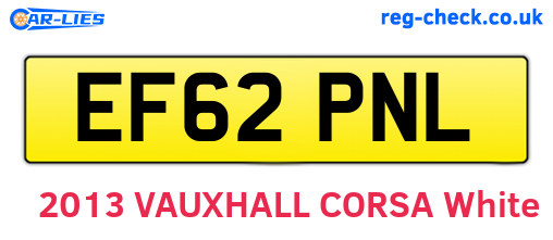 EF62PNL are the vehicle registration plates.