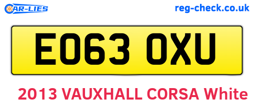 EO63OXU are the vehicle registration plates.